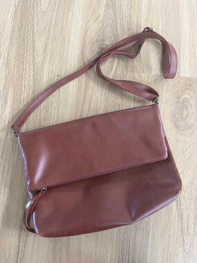 Able Burgandy Leather Foldover Crossbody Bag